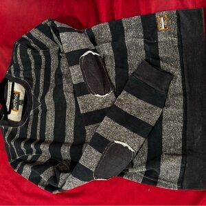 Buffalo David Bitton Navy and Gray Striped Sweater